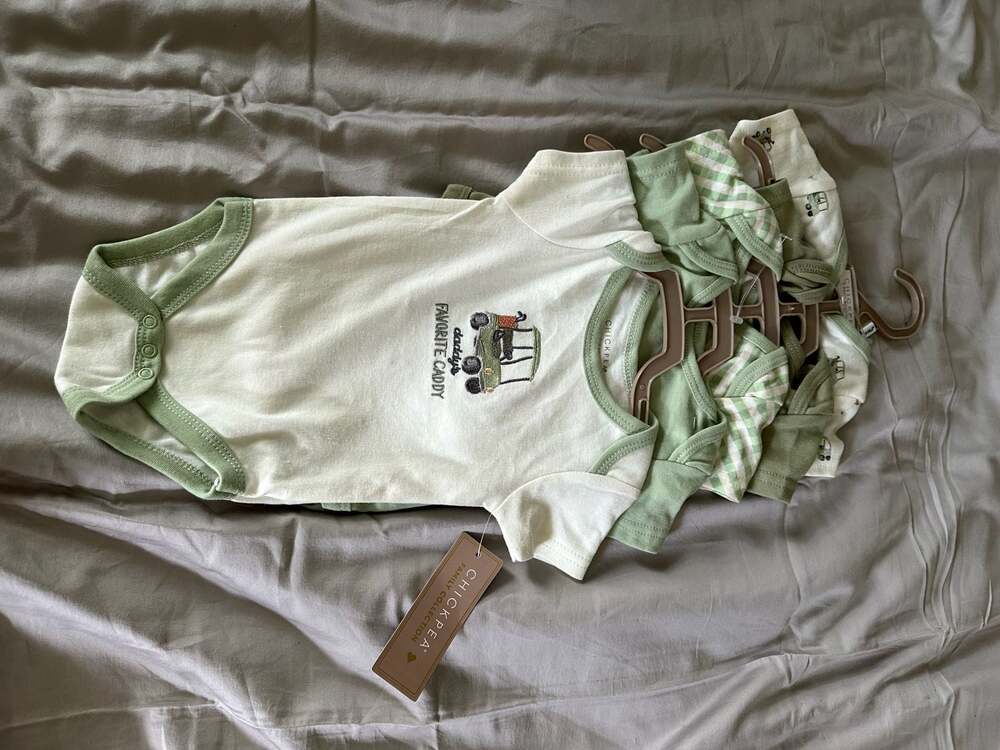Chickpea Family Collection Infant Boy Cotton Bodysuits, 3-6M, Golf Theme